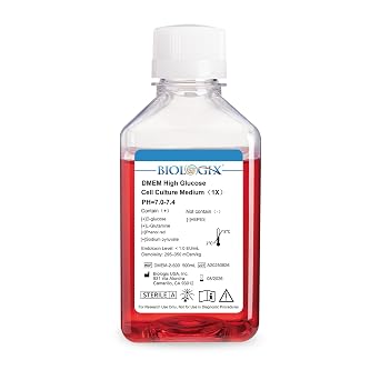DMEM Medium, Cell Culture Media 1X, High Glucose, 0.1m Sterile Filtered, Ready to Use Media Without HEPES, 500ml