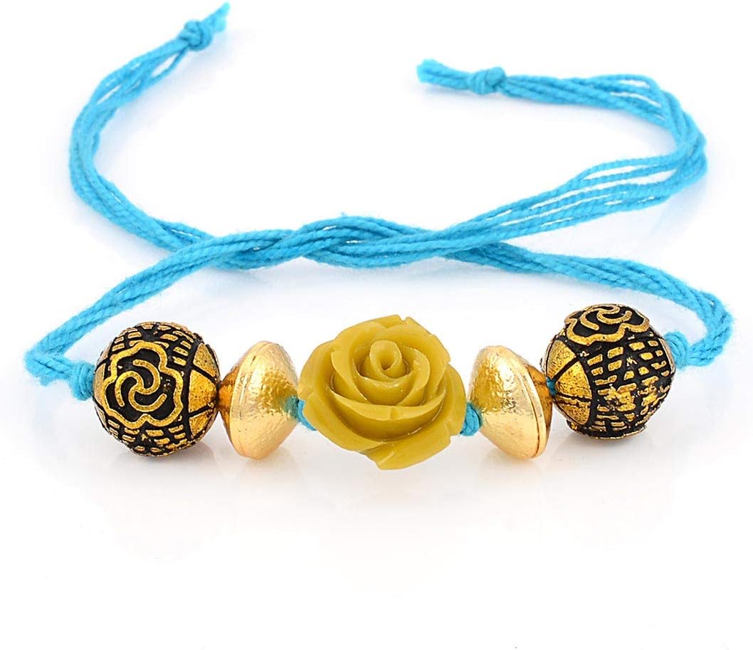 TistabeneAntique Metal Balls And Floral Rakhi For Men For Women & Girls