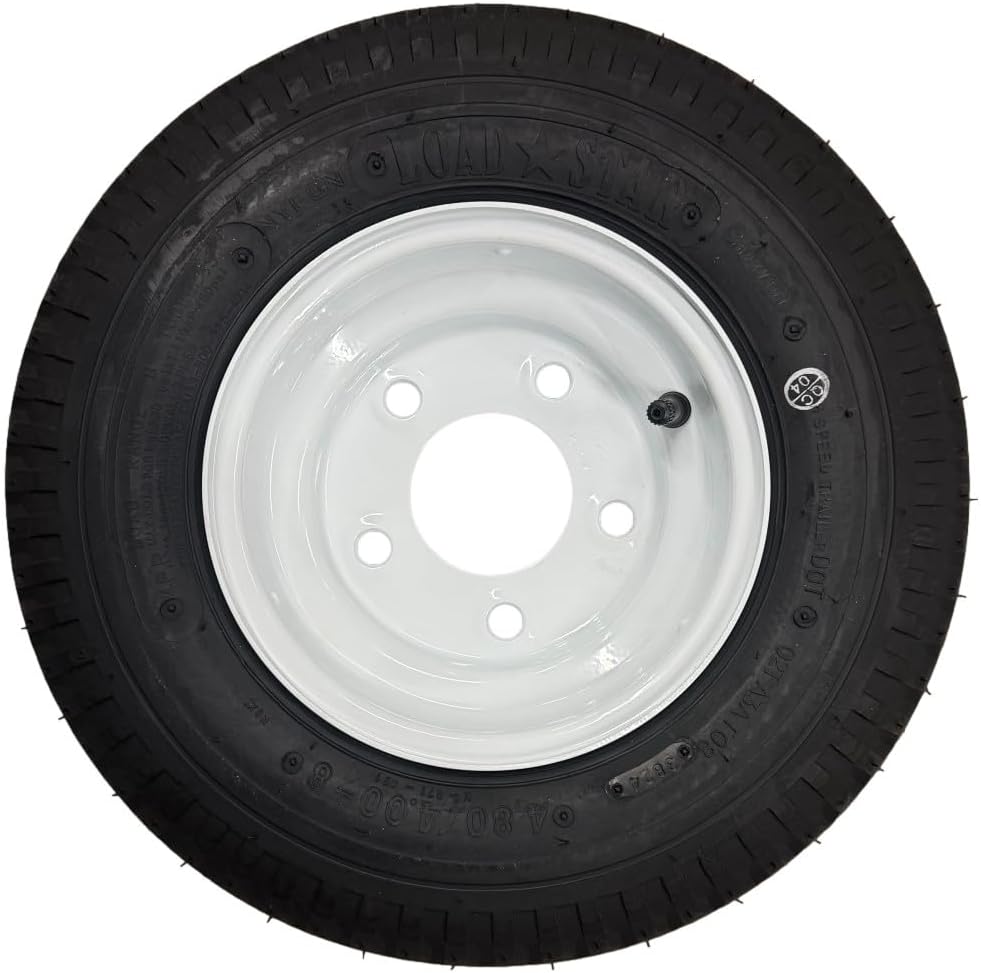 4.80-8 White Wheel | 5 on 4.5" Bolt Pattern | Load Range B (4ply)