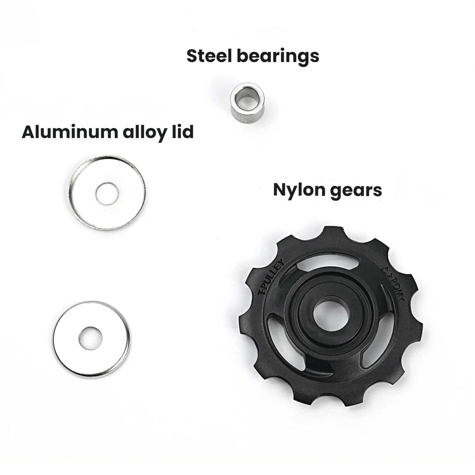 Juego de ruedas de polea de desviador trasero para bicicletas de montaña RD-M8100-SGS y M8120-SGS, 13 dientes, nailon con tapa de aleación de aluminio y rodamientos de acero