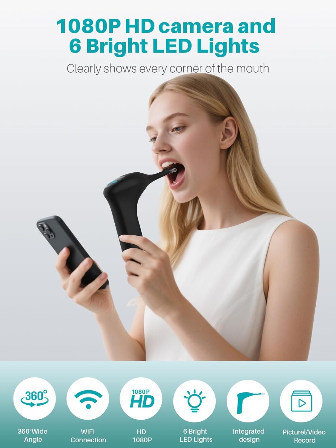 Voraiya Electronic Tonsil Stone Remover Upgraded Version, Built-in Camera and LED Light, 5-Level Suction and 2 Suction Modes Tonsil Stone Vacuum Cleaner, Oral Care Tool, Tonsil Stone Removal Kit