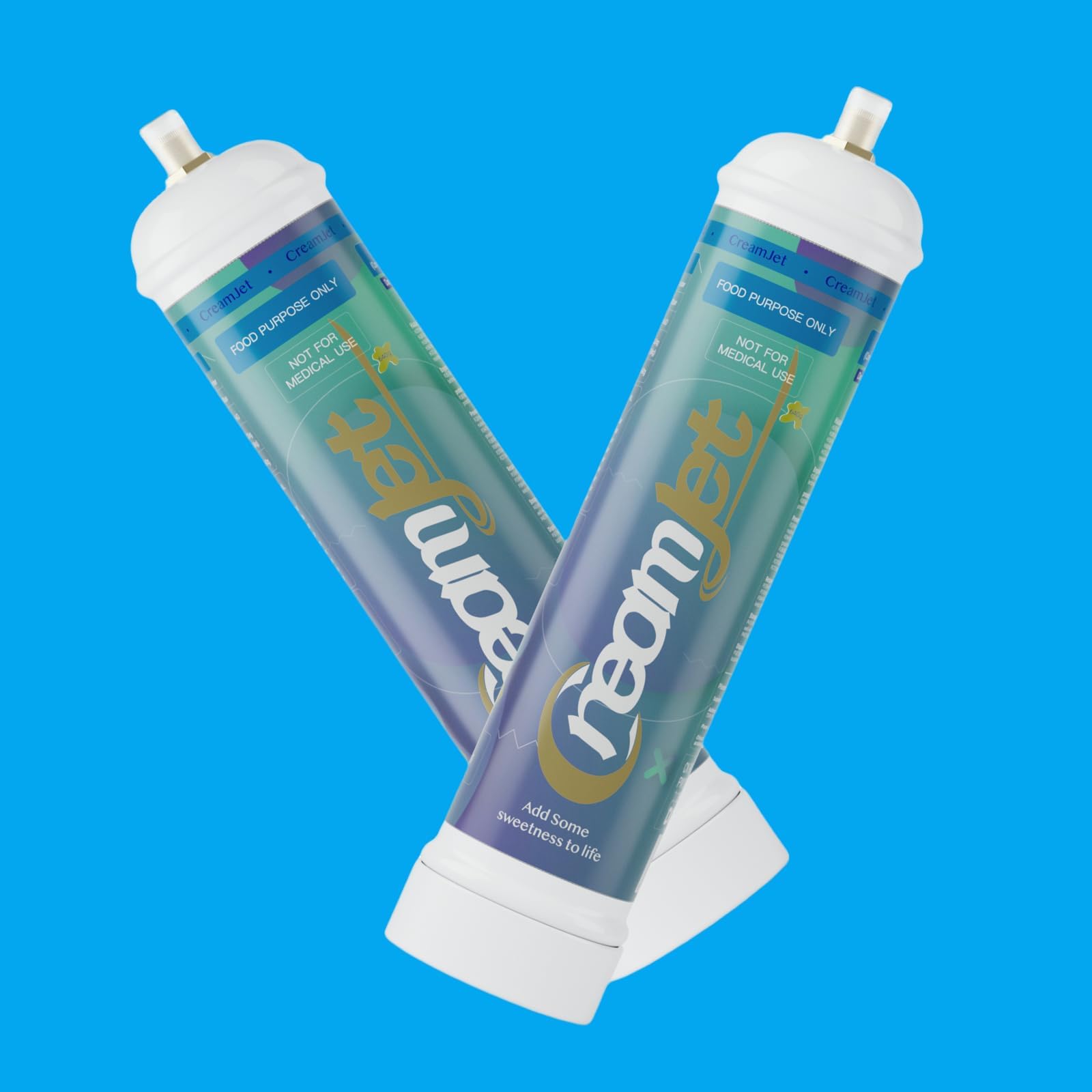 CreamJet 640g Nitrous Oxide Whipped Cream Chargers Food Grade 0.95L N2O Nitrous Tank Equivalent to 80 Cream Capsules Nos Gas Cylinder with Free Nozzle (Natural Flavor, 2 Cylinders)