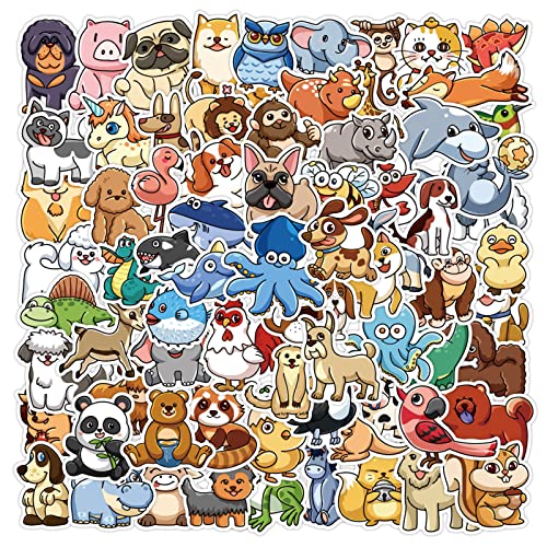100Pcs Cute Animal Stickers,Vinyl Waterproof Stickers for Laptop,Bumper,Skateboard,Water Bottles,Computer,Phone, Cute Animal Stickers for Kids Teens (Cute Animal)