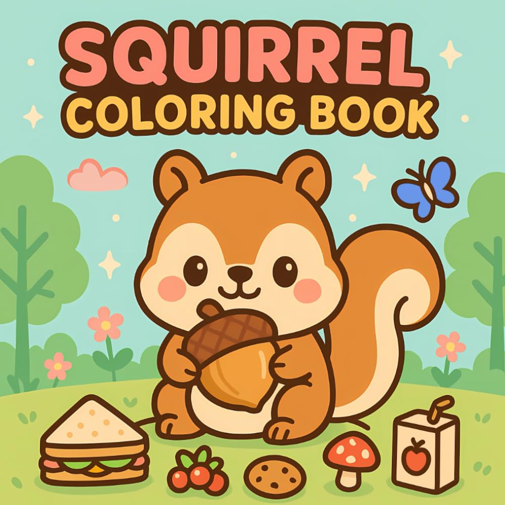 Squirrel Coloring Book: Simple and Adorable Woodland Squirrel Illustrations