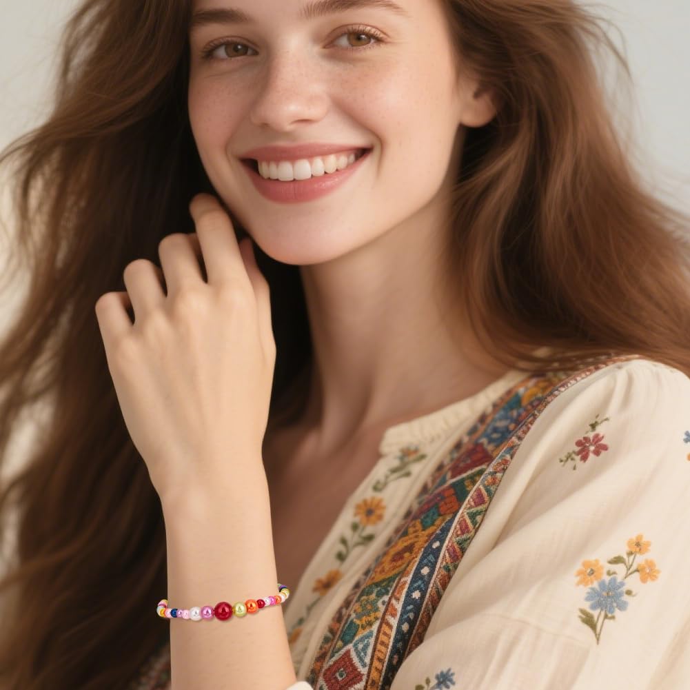 2450PCS 3 Styles Pearl Bubble Beads with Hole ABS Plastic Imitation Pearls Round Colorful Bubblegum Resin Loose Spacer Bead Bulk for Jewelry Making Necklace Bracelet DIY Crafts Supply - Image 5