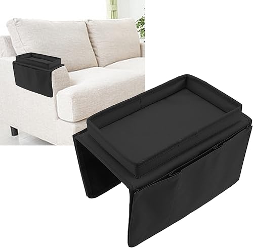 Organizador de reposabrazos de sofá con bandeja para silla, brazo de TV, soporte remoto para sofá reclinable, sillón, organizador de bolsillos de