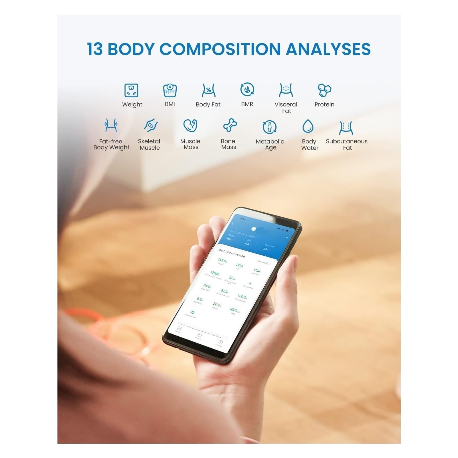 Báscula For Peso Corporal Y Porcentaje De Grasa, Báscula De Peso Bluetooth Con Energía Solar, Báscula De Baño Digital Inteligente FáCil De Usar