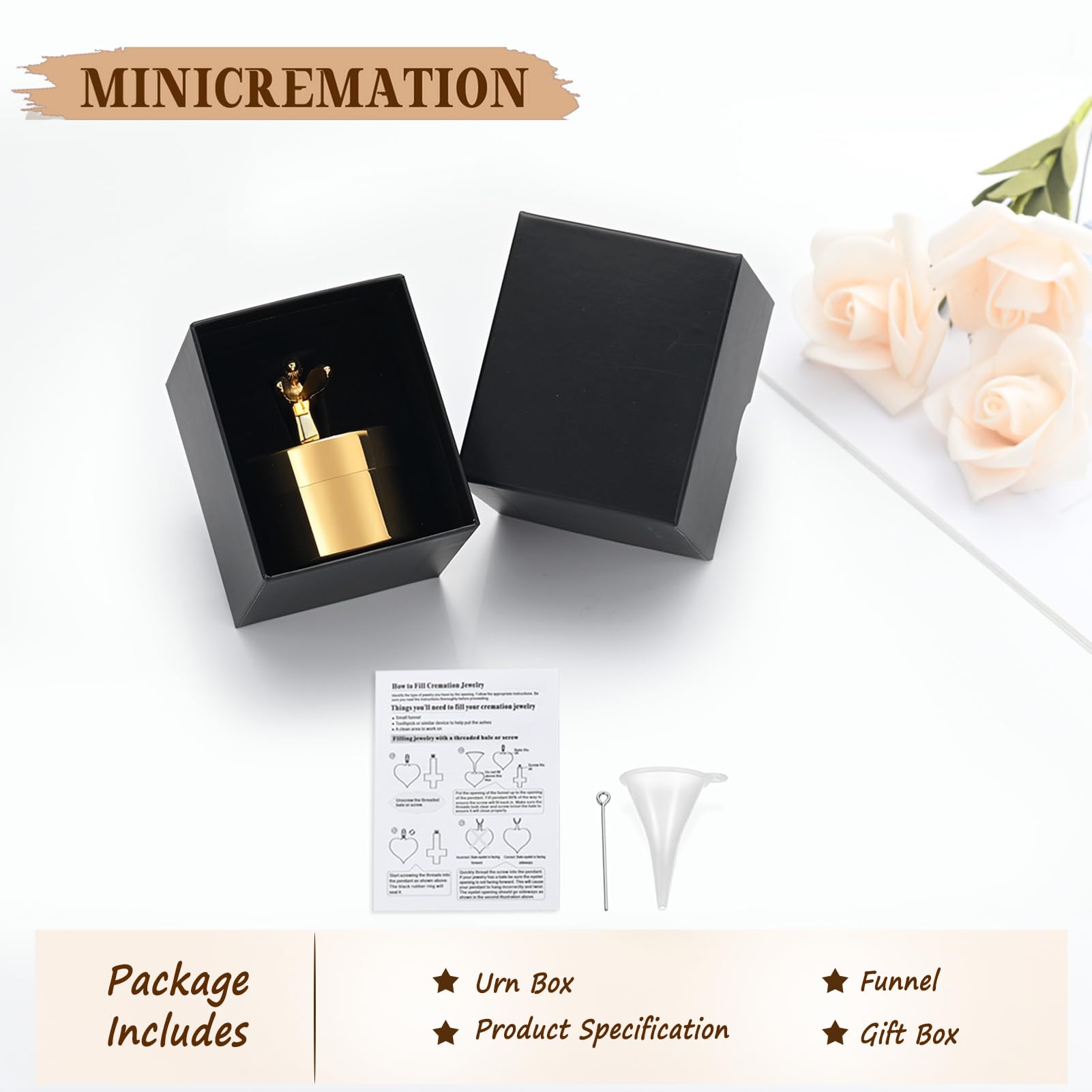 Minicremation Kleine Urne für menschliche Asche, schöne Mini-Sharing Urnen mit exquisiten Box Kremation Lagerung Keepsake Memorial und Asche für geliebte Menschen (G010-Gold)