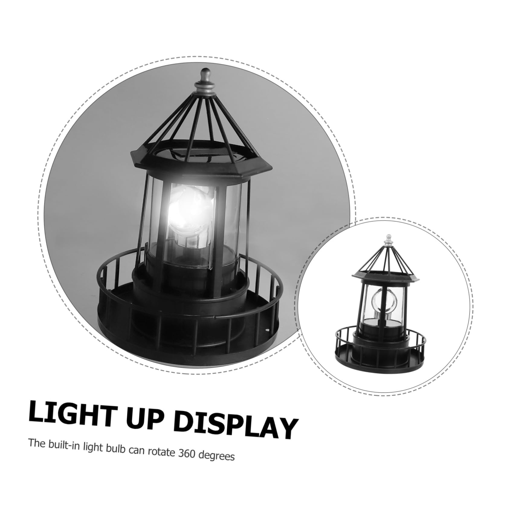 1 luz solar giratoria para faro de césped, lámpara LED para exteriores, faro con energía solar, decoración para exteriores, decoración LED, luz giratoria para girar Abs, faro náutico a prueba de agua