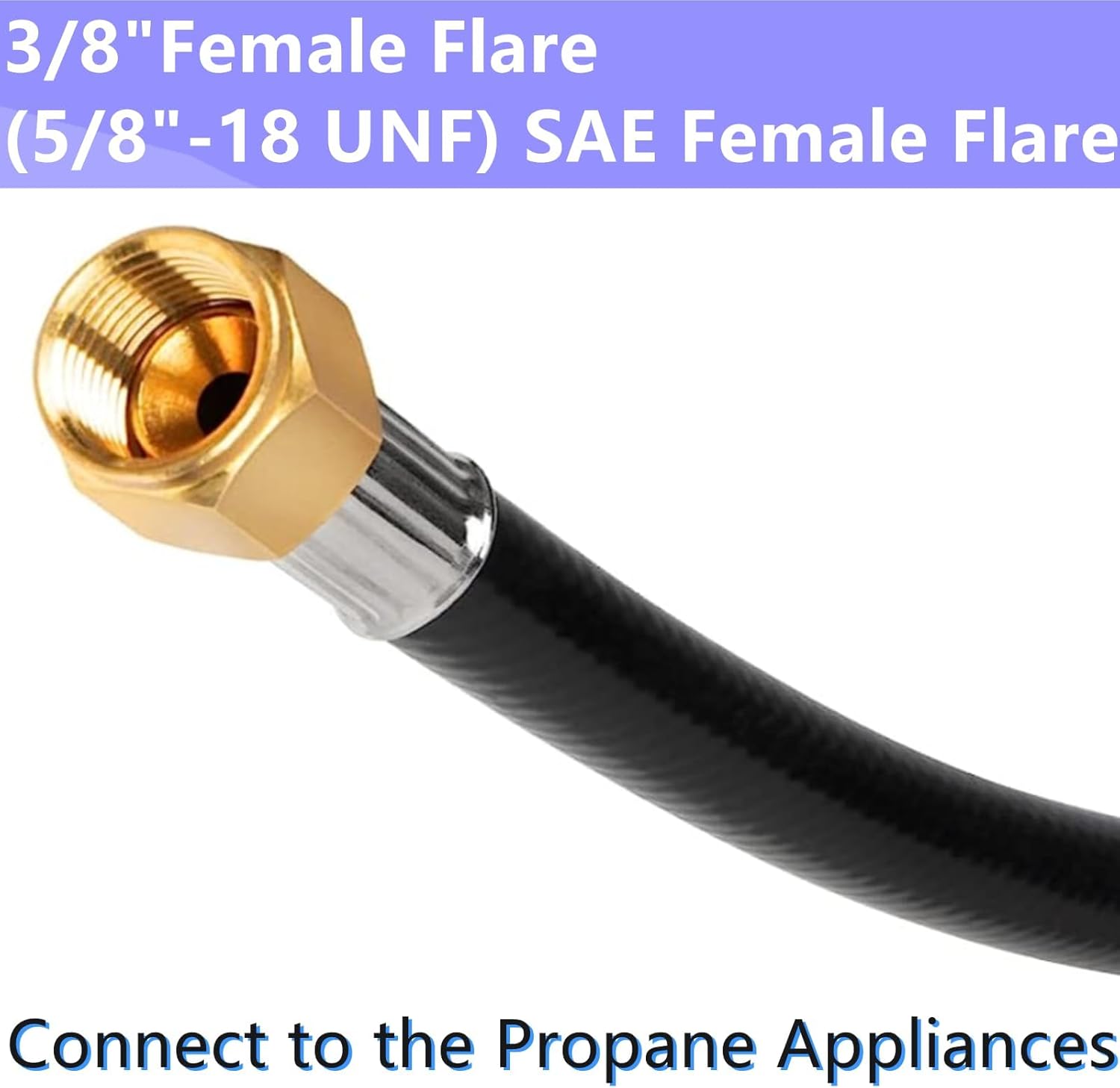 MCAMPAS Propane Hose Extension, 3/8 Inch RV Quick Connect, Gas Line for Grill, Heater, Fire Pit, Flexible Design (3 Feet) (Pack of 2)