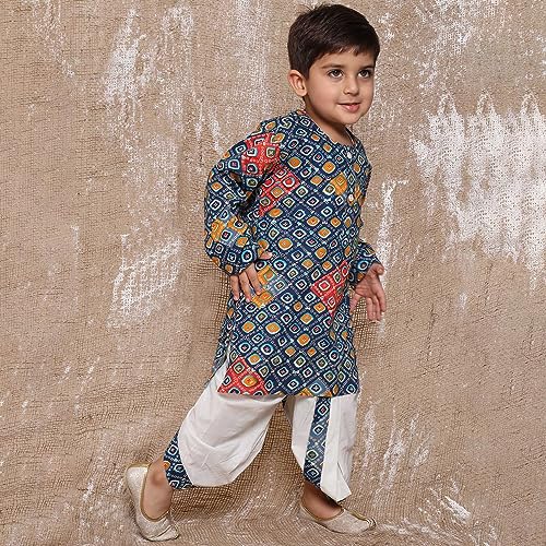 Image of AJ DEZINES Kids Ethnic Wear Pure Cotton Dhoti Kurta Set For Boys
