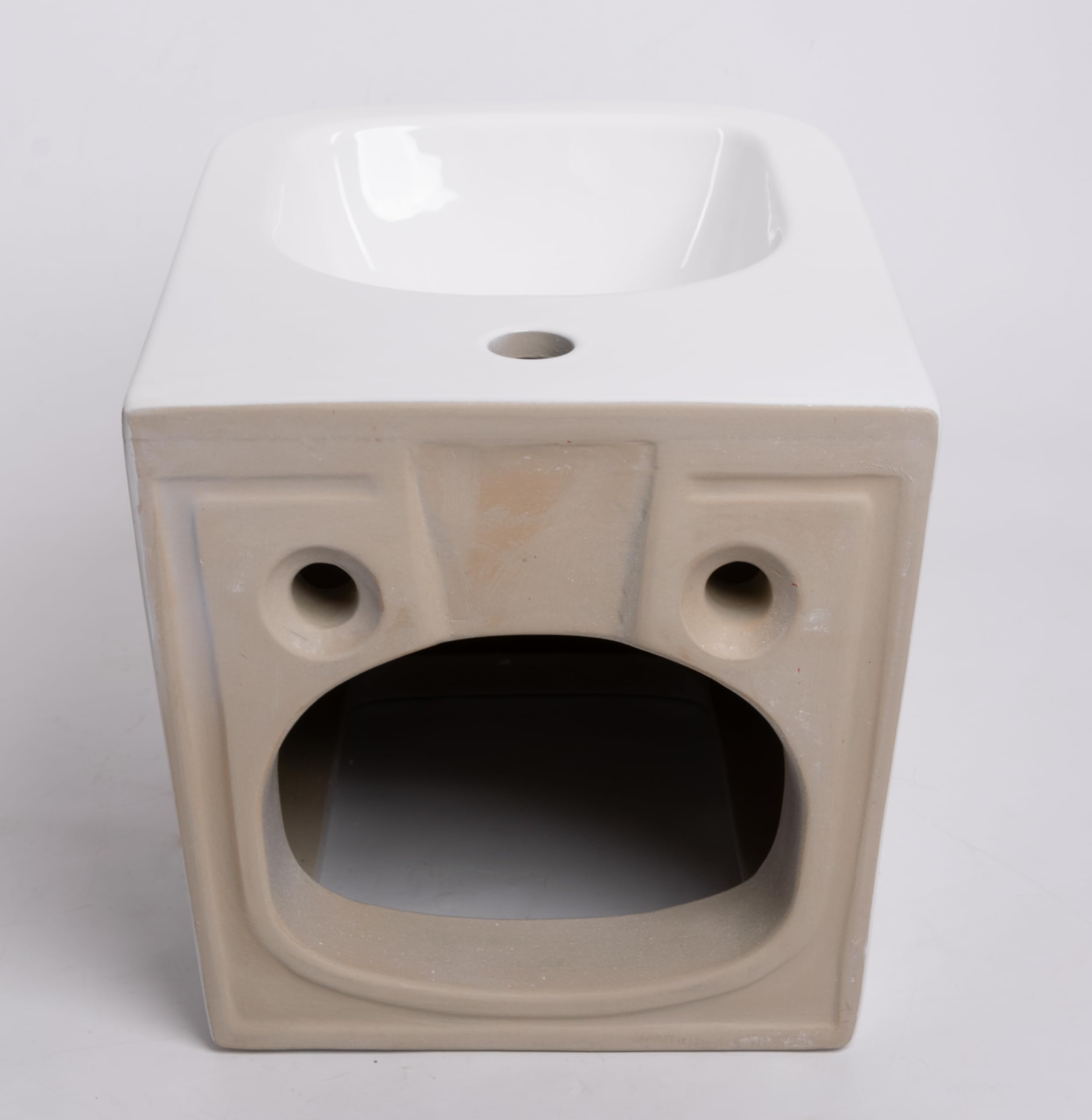 WITIT LX-1067 - Sanitari Sanitario Bidet Bide' Sospeso Senza Bordo Quadrato in Ceramica Bianco a Muro a Parete a Sospensione