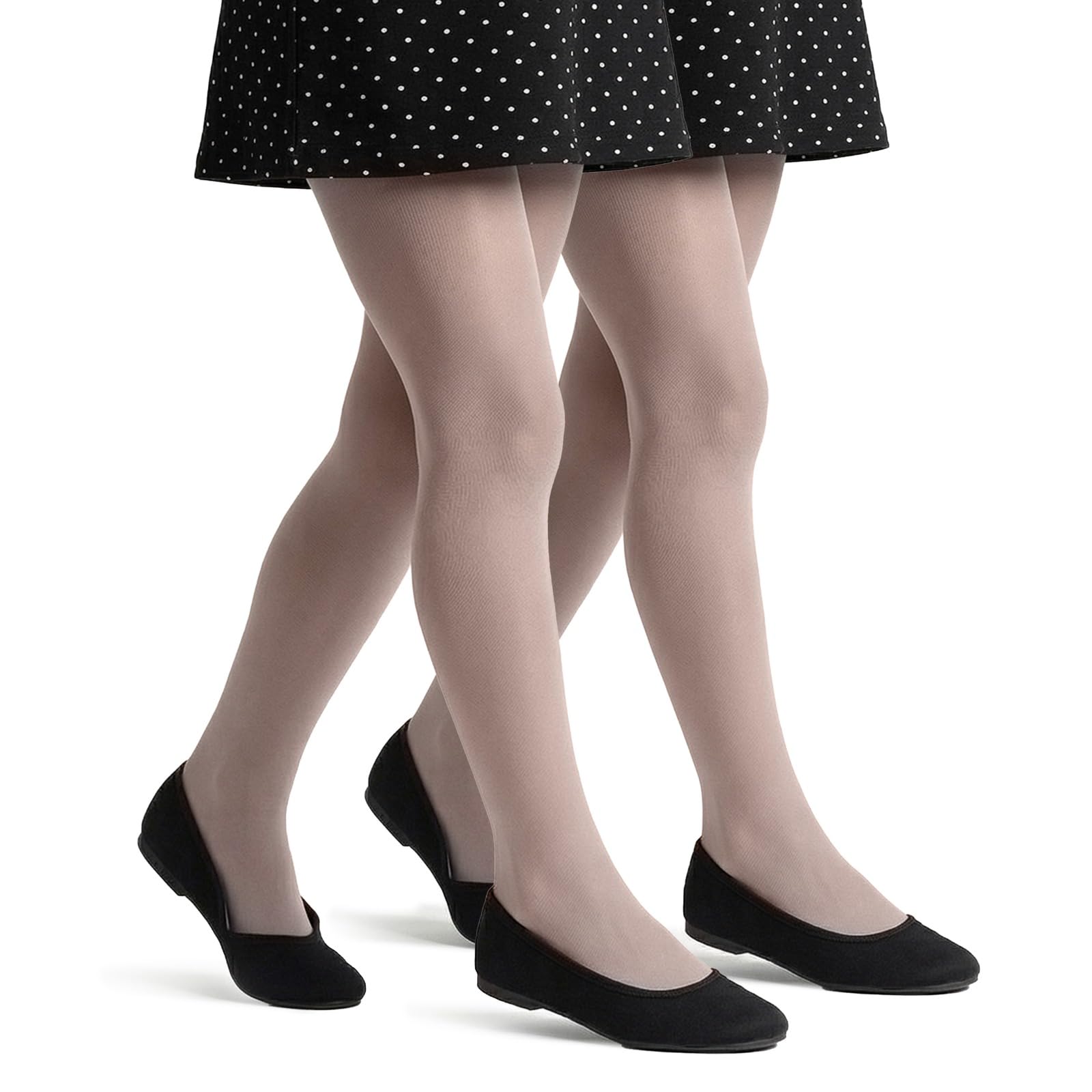 NOQ Girls 20 Denier Semi Sheer School Uniform Tights Soft Stretch Footed Ballet Pantyhose for Everyday Wear Durable Classic Plain Stockings for Kids and Teens 146/152 Age 11-12 Bianco 2 Pack