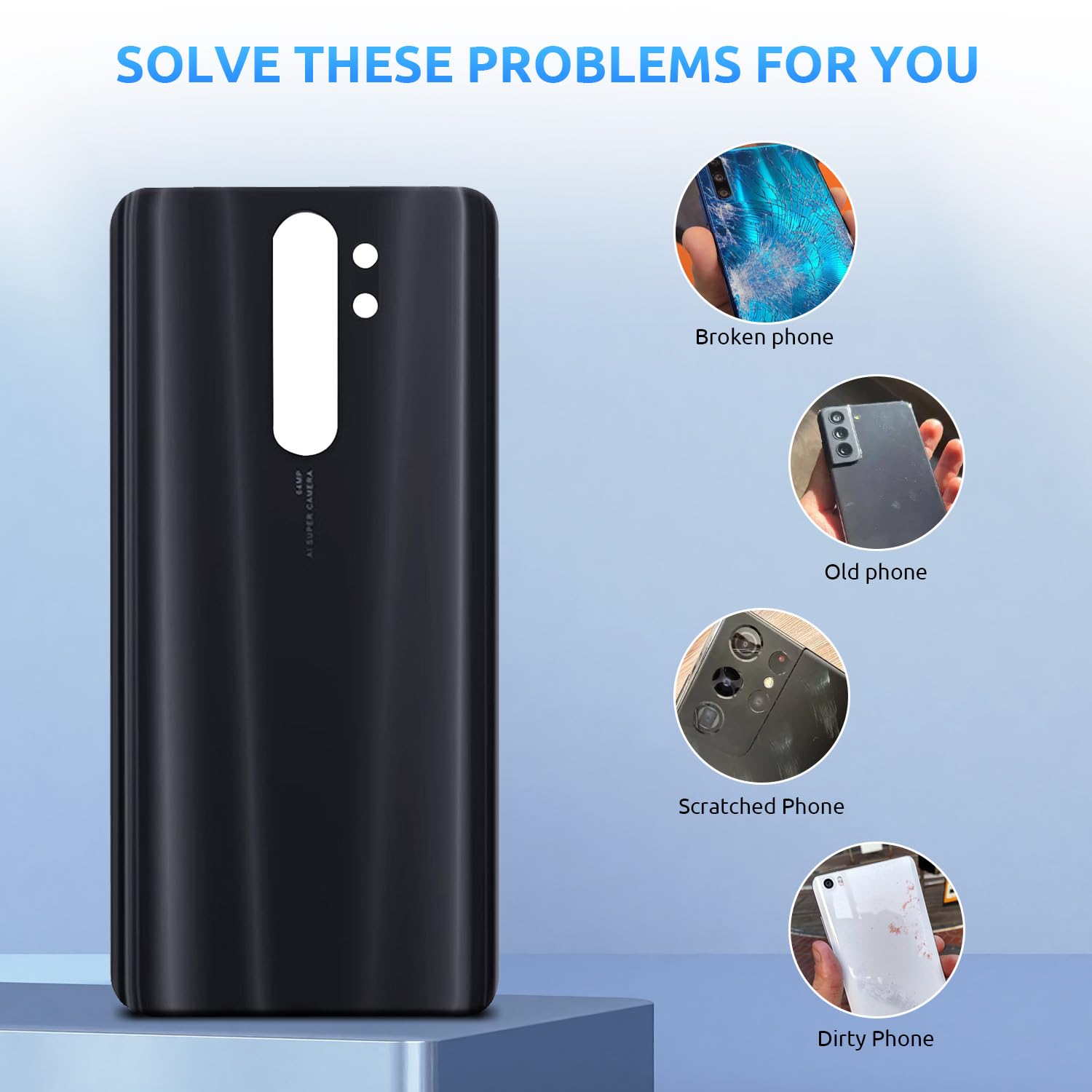 Original For Xiaomi Redmi Note 8 Pro Battery Cover Rear Glass Battery