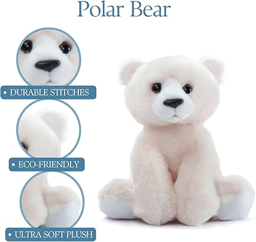 Miniatura 3 de The Petting Zoo Peluche de oso polar, regalos para niños, animales salvajes de la vida silvestre, oso polar de 9 pulgadas