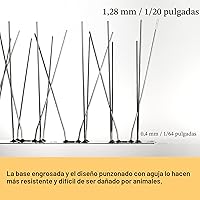 Vista 2 de OFFO - Púas para pájaros con base de acero inoxidable, Púas resistentes para aves en forma de flecha, kit de púas para palomas para mantener