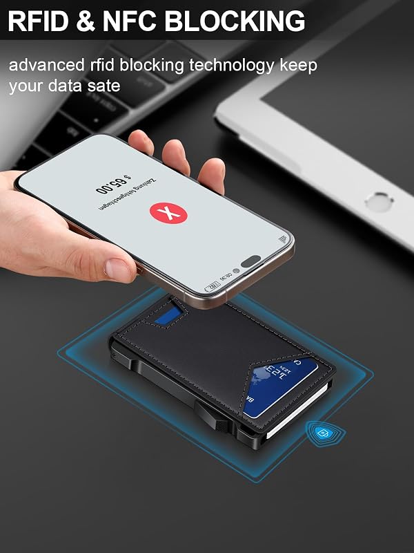 Wallet for Men RFID Wallet with 2 ID Windows & Money Clip, Slim Card Holder by kafellon - Used condition - Image 3
