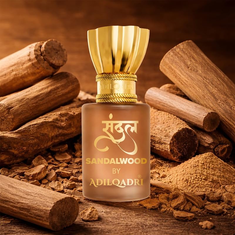 Image of Adilqadri Sandalwood (Chandan) Attar 5.5ml for Men & Women | Sweet Woody Fragrance Oil | Non-Alcoholic Roll-On Perfume | Long-Lasting Chandan Ittar | Travel-Friendly