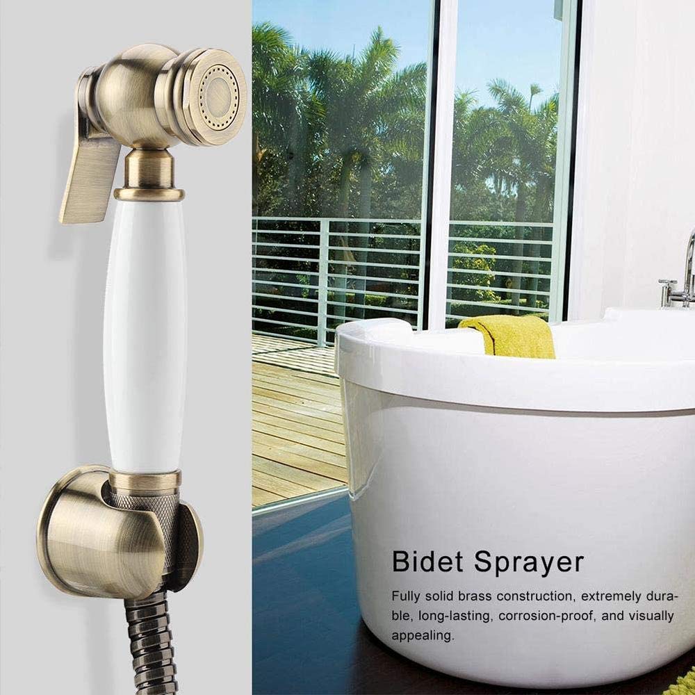 Bidet opryskiwacz z zimną wodą mosiężną ścianę przenośna przenośna ręczna kran bidet Zestaw łazienki prysznic bidet kran do higieny osobistej, pralka pieluszka, brąz, brąz LWX