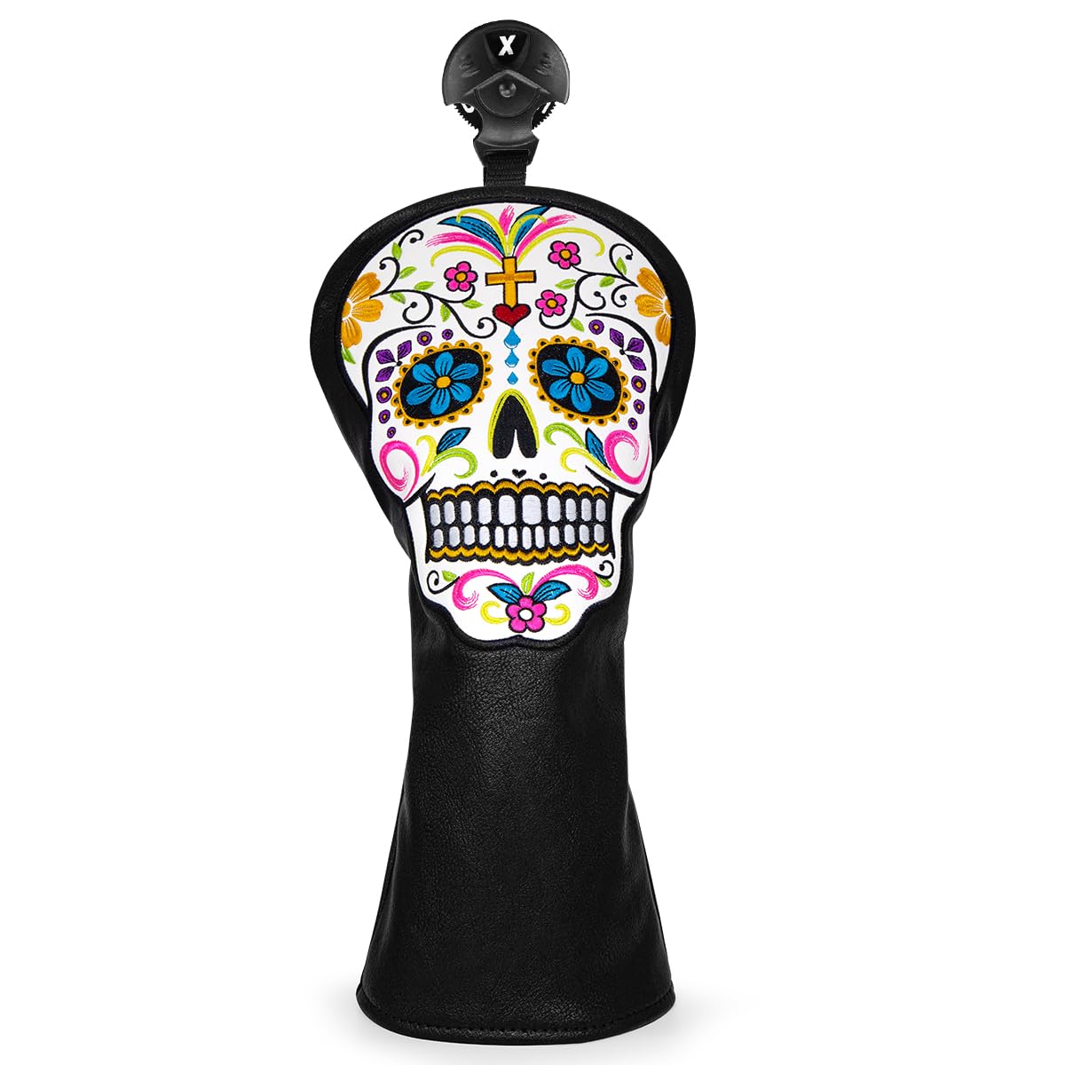 Driver Headcover Funny Golf Headcover Skull Golf Driver Club Head Cover Designed to fit 450cc 460cc 1 Wood Driver Black Leather Golf Headcover for Driver, Mens Golf Gift