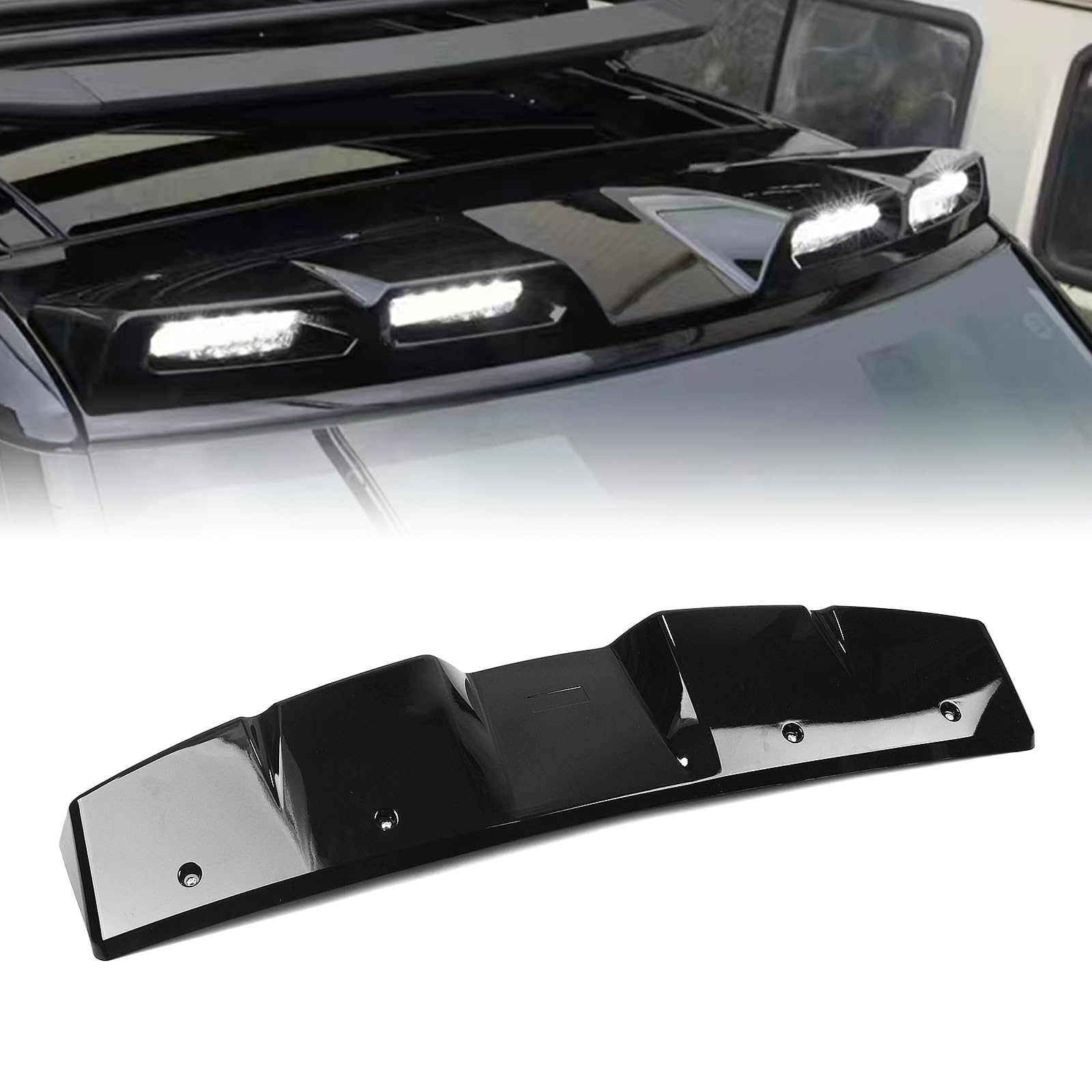 Front Roof Light Bar DRL 4 Light For Land Rover Defender 90 110 2020-2024 Gloss Black
