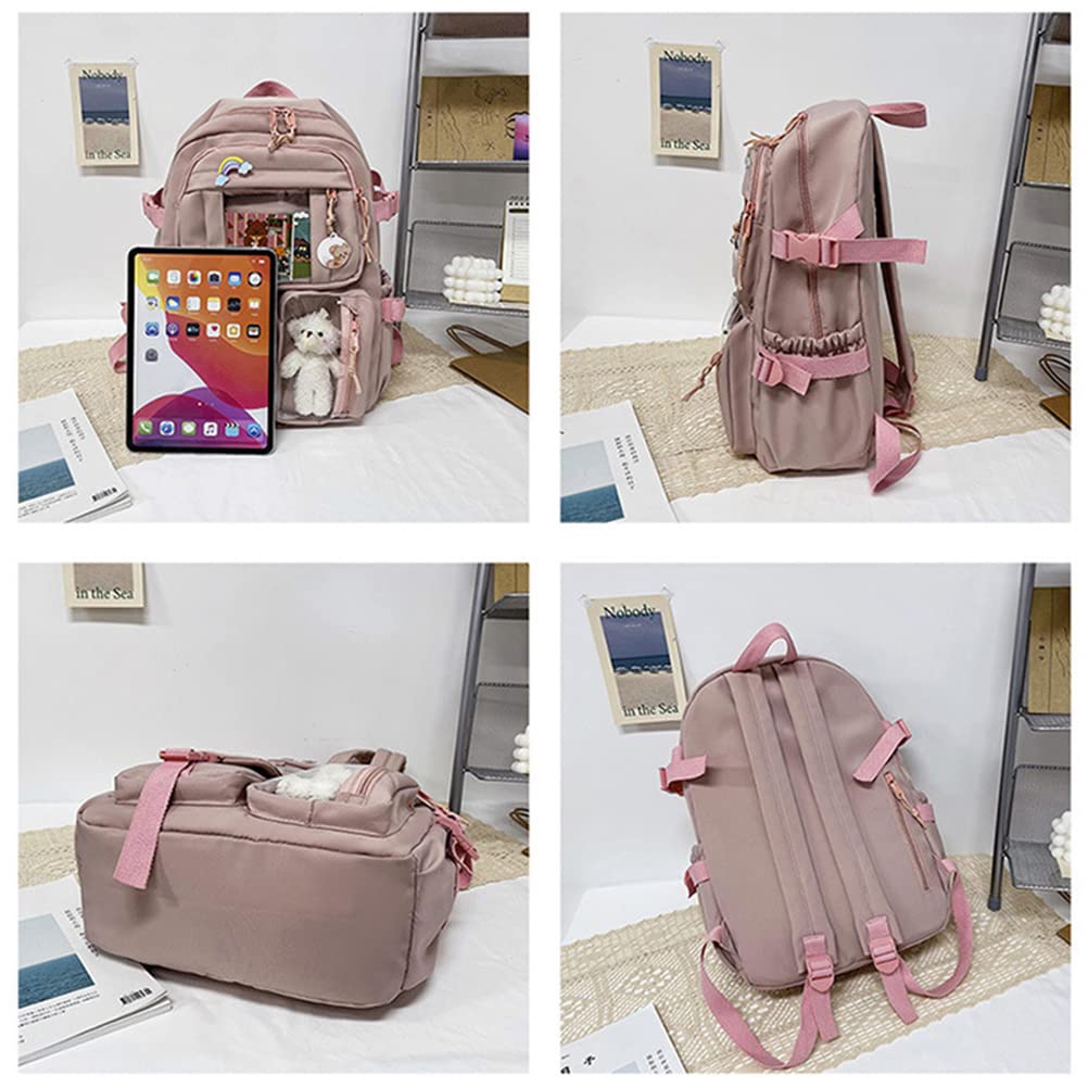 Kawaii - Mochila escolar con diseño de oso de osito, bonita mochila de gran capacidad y mochila japonesa con múltiples bolsillos para adolescentes