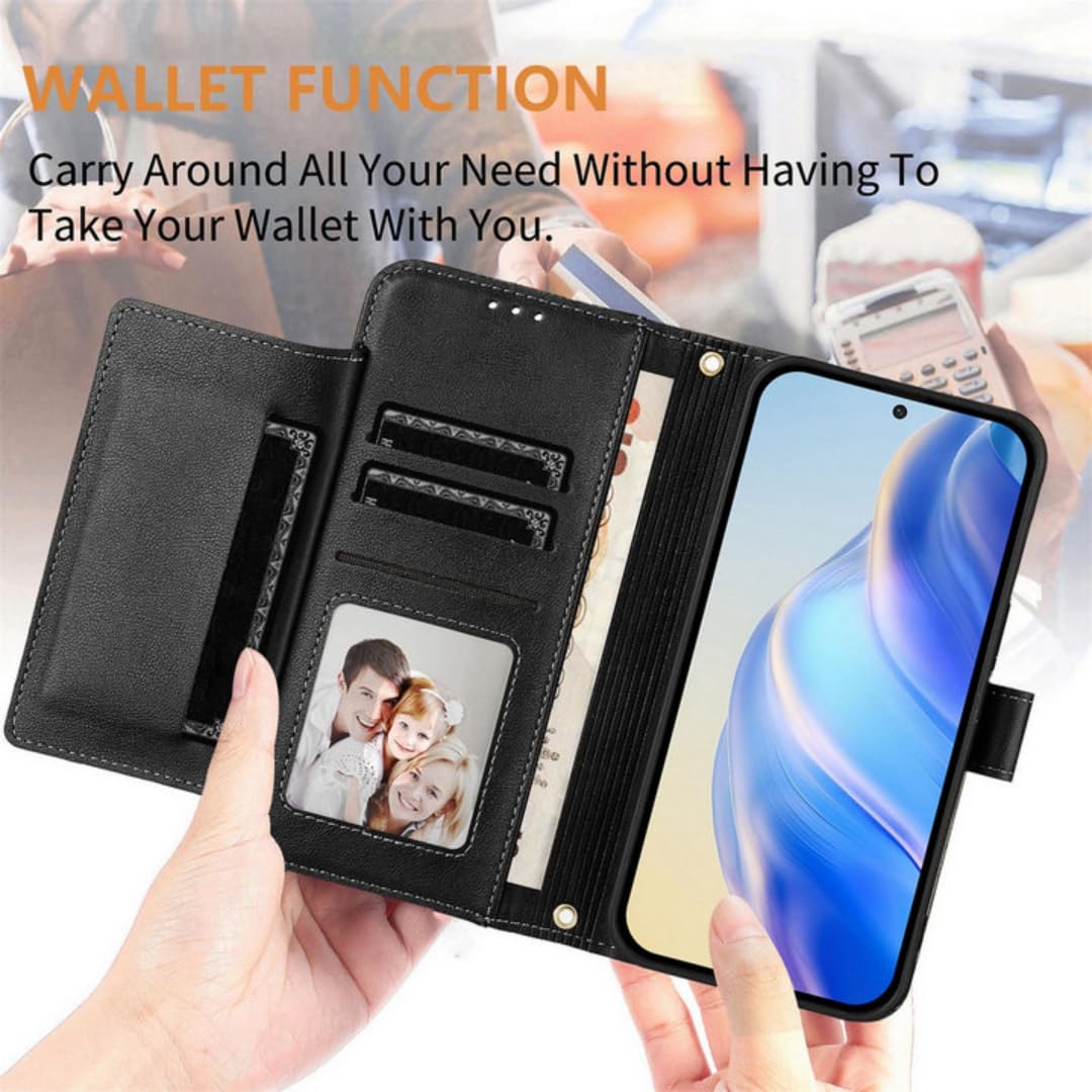 Étui Portefeuille en Cuir avec Fermeture éclair pour Galaxy S23 FE (Marron, Sangle Courte)