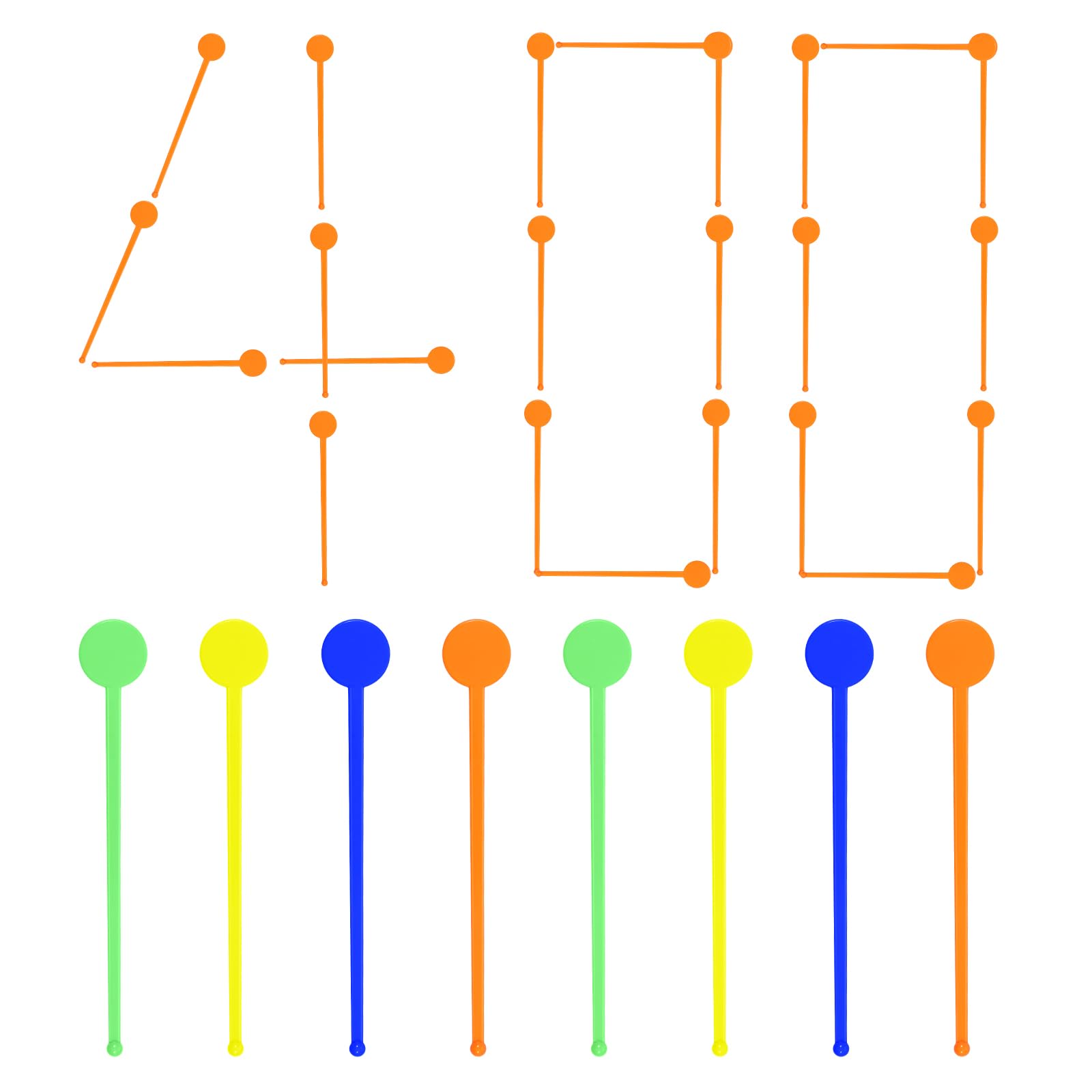 400 Pcs Reusable Cocktail Stirrer Plastic Coffee Stirrer Round Tipped Cocktail Swizzle Stick for Juice Coffee Whiskey and Beverage(Multicolor,400)