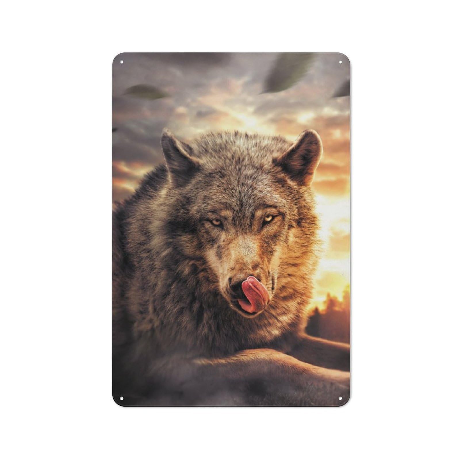 Junmoney The Wolf 30X20cm Retro-Style Tin Sign With For Café Or Restaurant, Winter Wall Decor For Hospitality Interior Collectors