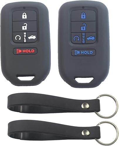 kcpros 2 fundas de silicona de goma con 5 botones para llavero inteligente, protector de piel sin llave con llavero compatible con Honda Accord