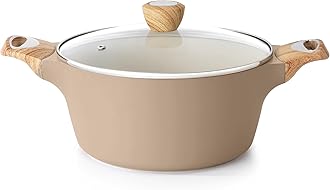 SENSARTE Ceramic Nonstick Stock Pot with Lid, 2.6/4.5/6.6/8.5 QT Soup Pot Casserole Pot, Non-toxic Healthy Pasta Pot, Large Cooking Pot Stew Pot, Induction Compatible, PFOA PFAS PTFE Free, Taupe