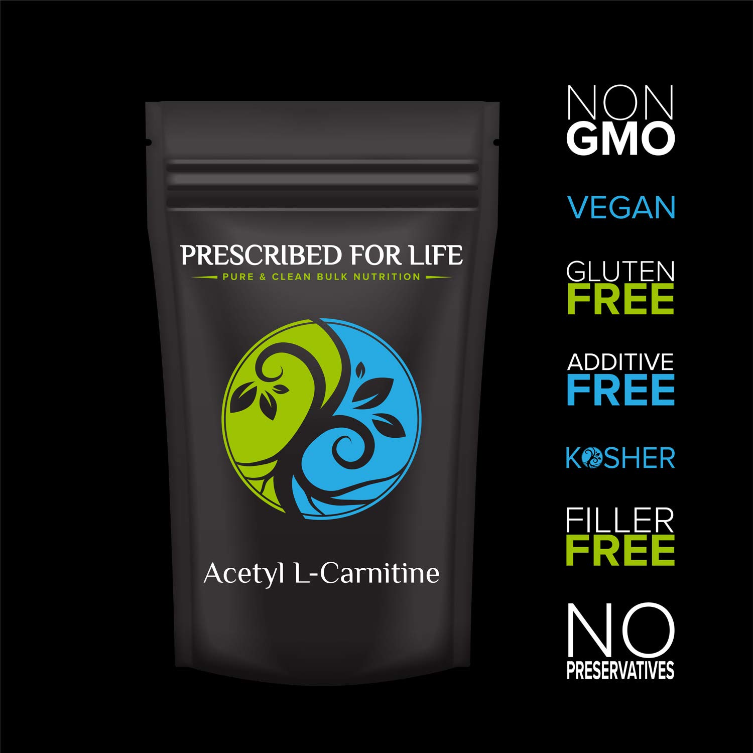 Prescribed For Life Acetyl L Carnitine HCl Powder, Natural ALCAR Powder, Amino Acid Nutritional Supplements (25kg / 55lb) : Health & Household