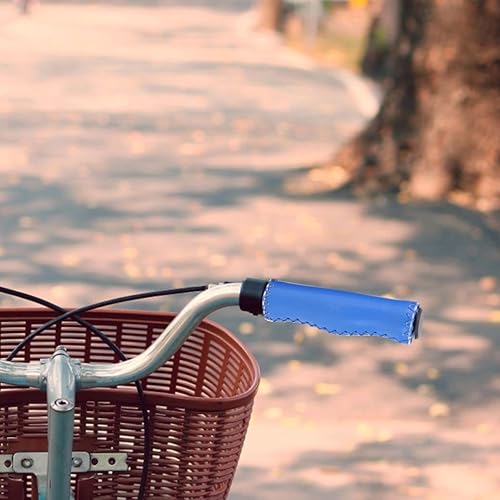 Miniatura 6 de Barra de agarre de bicicleta con tapa de extremo, agarre de cuero sintético suave para bicicleta con costura cosida a mano, cómoda barra ergonómica