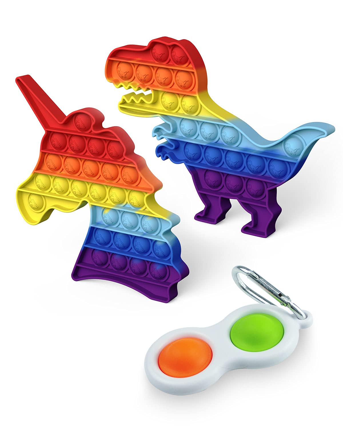 E-SMARTER Fidget Toys 2 Pack, Fidget Toys Pack with Unicorn, Dinosaur and Dimple Fidget Toy, Poppet Fidget Toy for Boys Girls Kids Adults, Fidget Popper Stress Reliever Toys Autism Special Needs