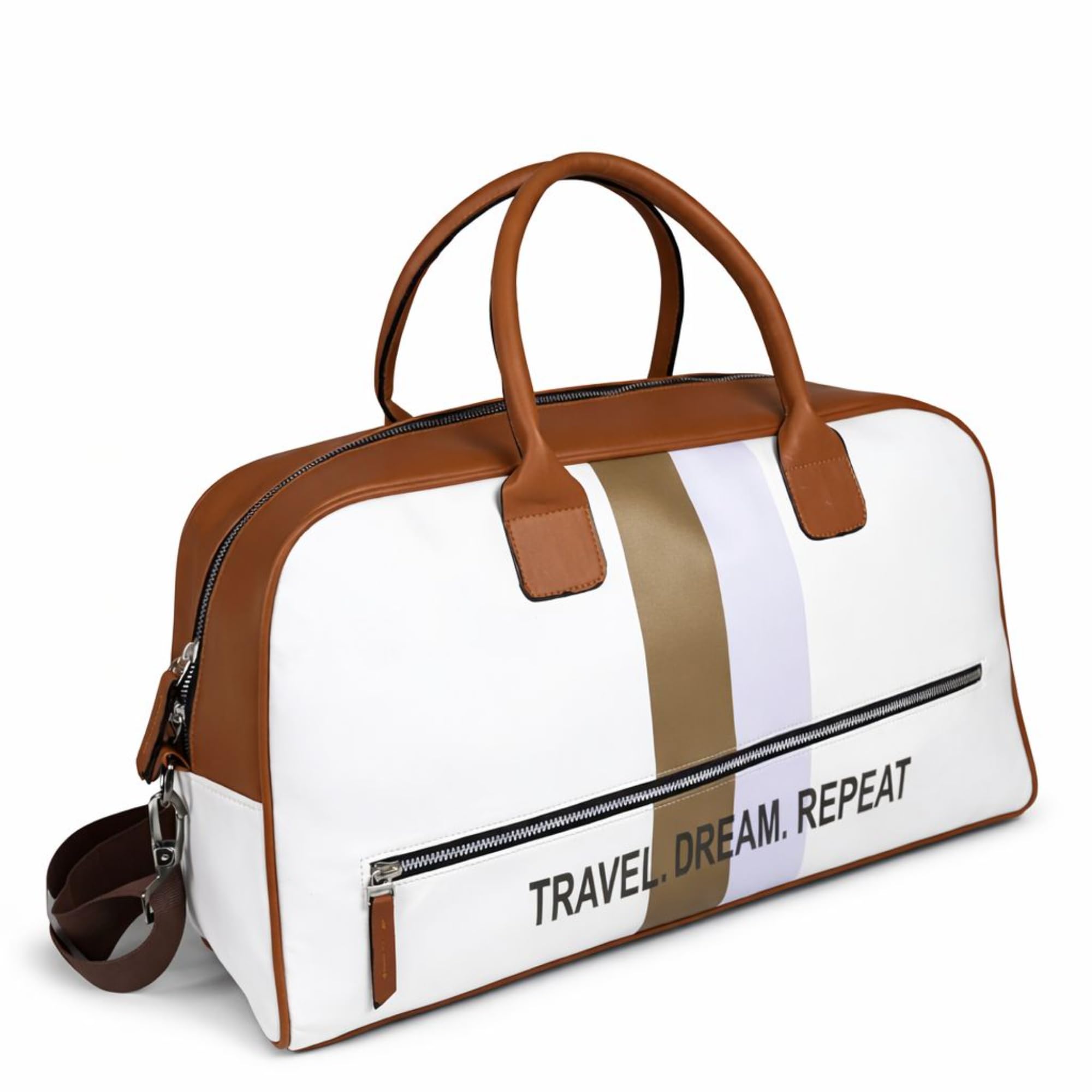 B’Code Urban Way Vegan Leather Travel Duffel Bag – Unisex Weekender with Adjustable Shoulder Strap & Smart Pockets - Tan-image-13
