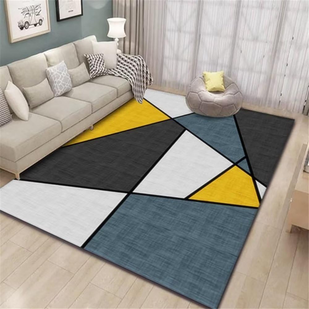 Tapis de chambre géométrique jaune pour embellir votre salon et terrasse