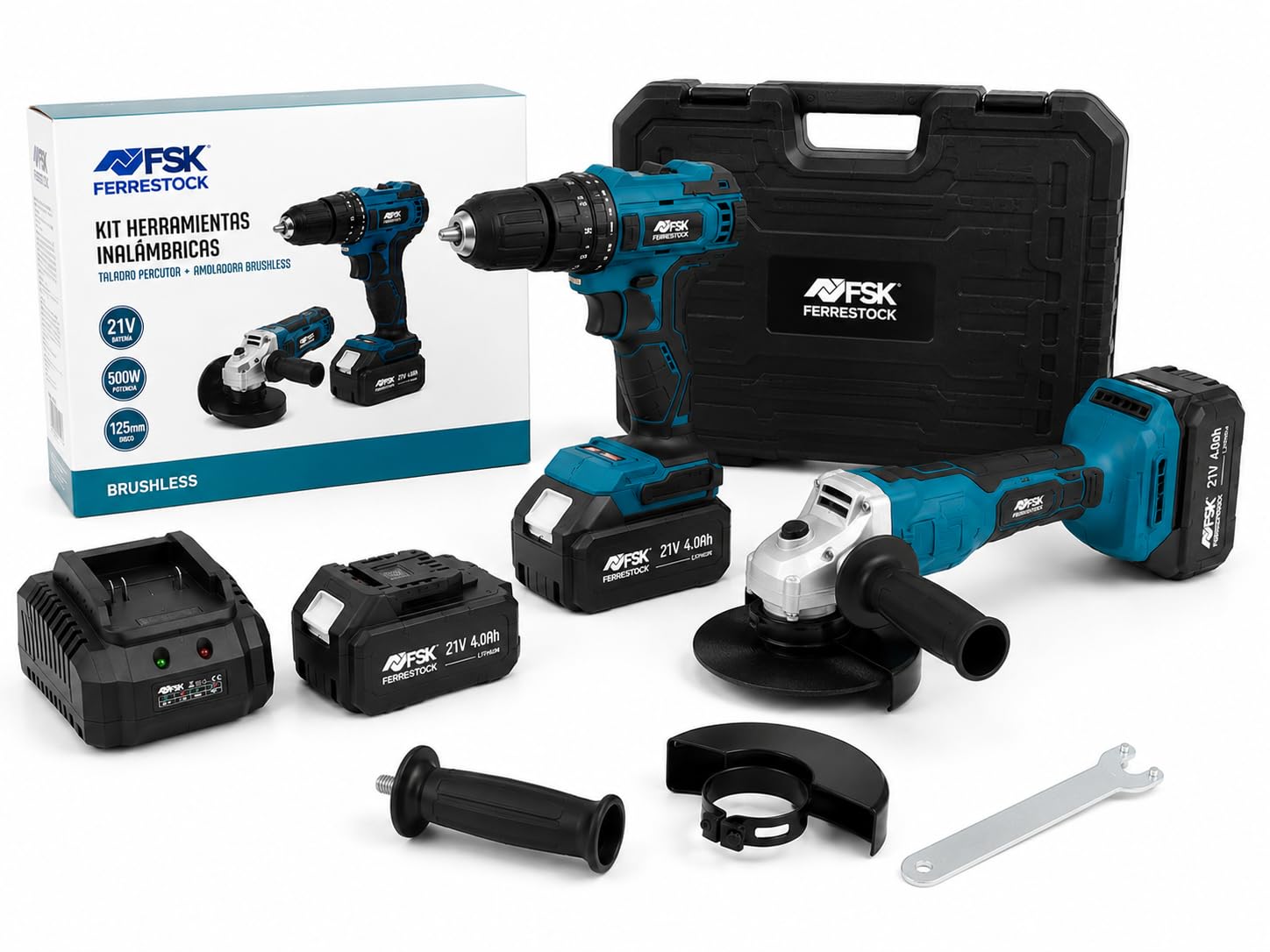 KIT AMOLADORA-TALADRO-BAT.4.0AH HQ FSK