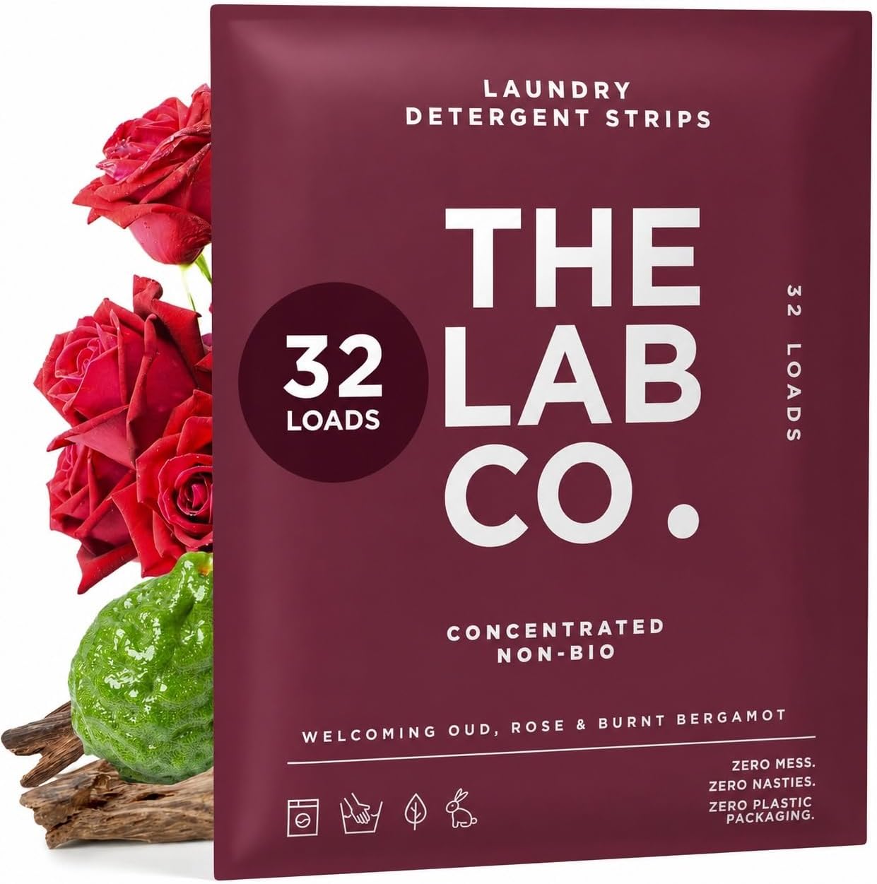 โ Laundry Detergent Strips Washing Sheets | Eco Ultra-Concentrated | Non-Bio for Sensitive Skin | Non-Toxic Fragrance | EDC-Free | Lab-Tested | Welcoming Oud Rose Bergamot | 32 Loads