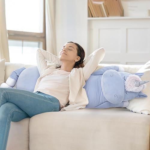 Miniatura 8 de MorisMos Almohada corporal grande de unicornio de 4 pies, almohada de unicornio de felpa de 51 pulgadas de largo para niñas y niños, almohada