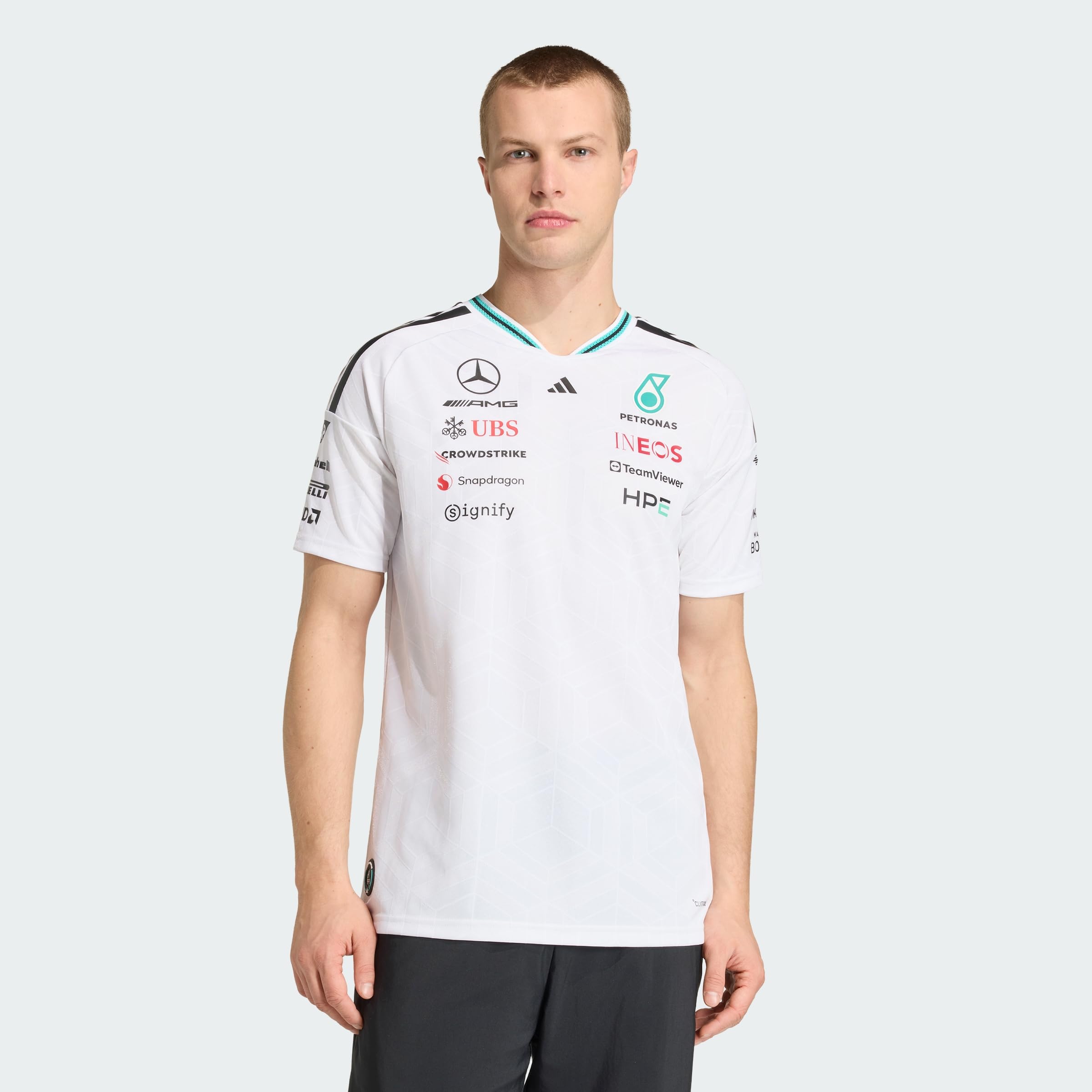 adidas Homme Mercedes - Amg Petronas Formula 1 Team Driver Jersey Authentic Shirt, White, XL
