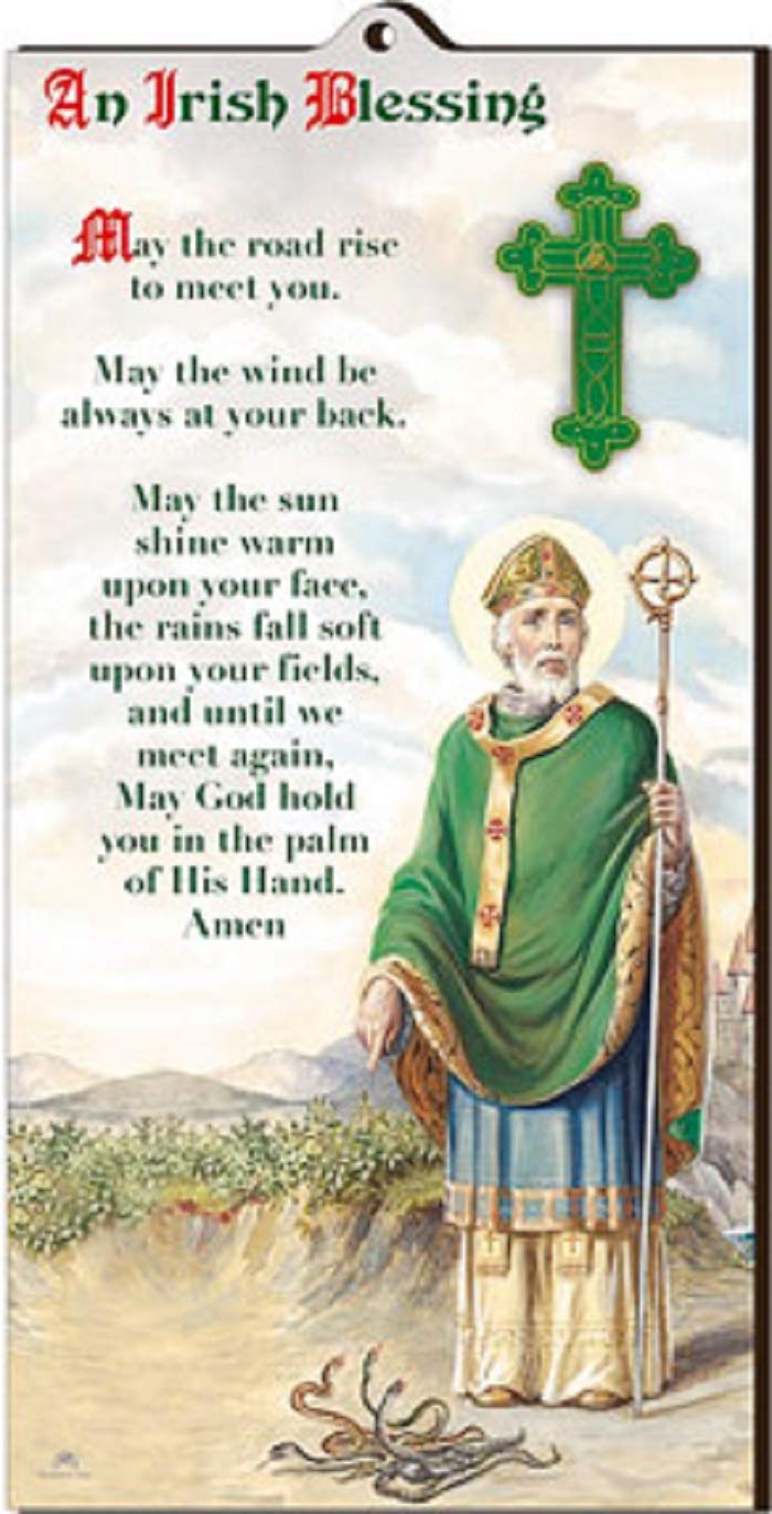 Rosarybeads4u Green 8" X 4" Wood Wooden Laser Cut Plaque - An Irish Blessing