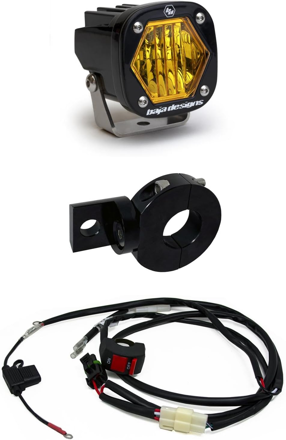 Baja Designs S1 LED Auxiliary Light Kit Moto Electric Start Pit Bike (Wide Cornering; Amber Lens) Baja Designs S1 LED Auxiliary Light Kit Moto Electric Start Pit Bike (Wide Cornering; Amber Lens)