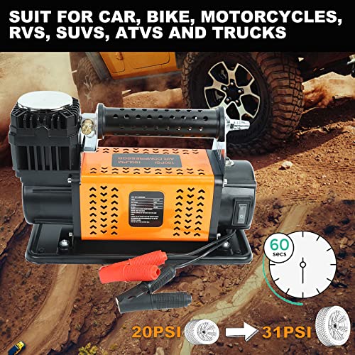 Lappplsp Air Compressor Kit, 12V Portable Inflator 6.35Cfm, Offroad Air Compressor For Truck Tires, Air Pump For Car Tire, Heavy Duty Air Compressor Max 150Psi For Jeep Suv 4X4 Vehicle Rv Tire #TOP3