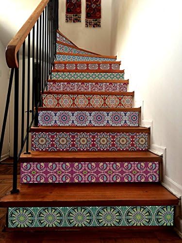 VALDECO India Decorative Tile Stickers Set 12 Units 6x6 inches. Peel & Stick Vinyl Tiles. Home Decor. Furniture Decor. Backsplash.