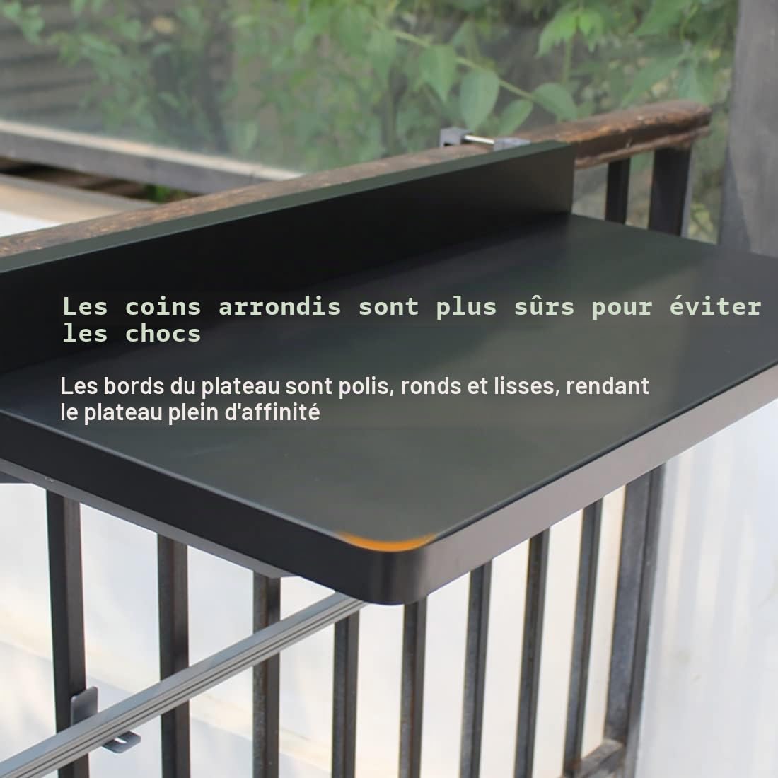 Table de balustrade suspendue pliante de balcon, table d'appoint pliante extérieure, table suspendue de balustrade de balcon, table de terrasse de balcon pliante, table de balcon suspendue, tables d'a