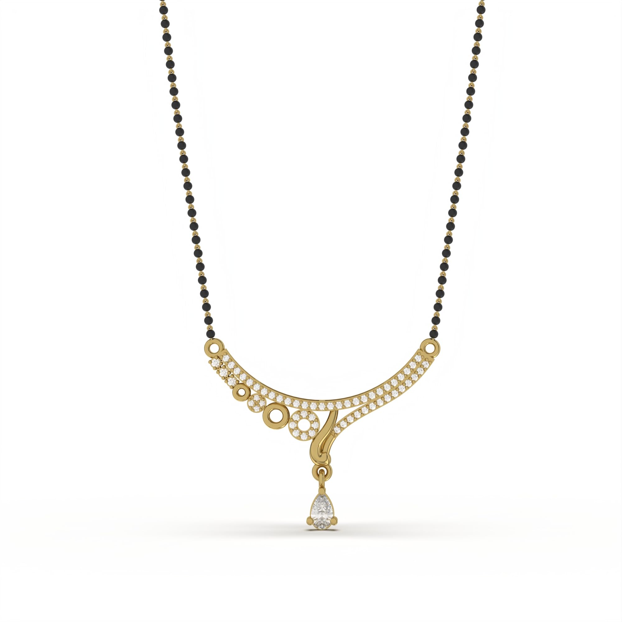 ZALKARI 14k Rose Gold Plated Sterling Silver Black Beaded Chain Traditional Mangalsutra For Women Traditional American Diamond Studded | 6 Months Warranty* (B0C9SQF2MD) Amazon Price History, Amazon Price Tracker