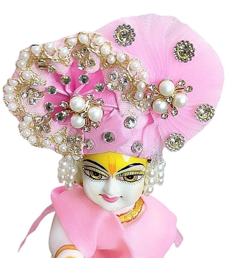 Image of Partish Laddu Gopal Heavy Janamashtmi Poshak with Pagdi, Patka and Choli (Size 2) l Ladoo Gopal Dress l Bal Gopal l Kanha Ji Thakur Ji Dress(Pink)