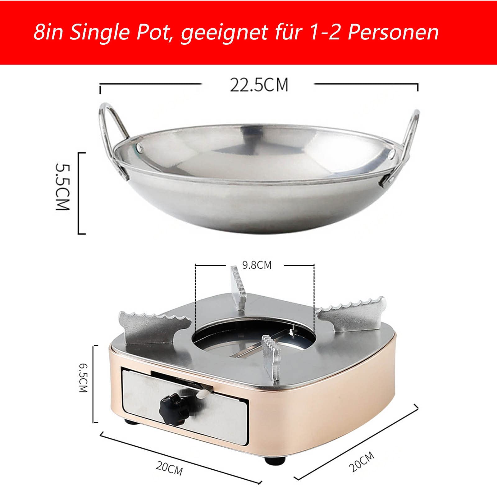 ZBYY Spirituskocher Innenräume, spirituskocher für innenräume mit Topf,Mini Camping Picknick Alkohol Herd,3 Größen verfügbar,Portable Campingkocher Campingherd Spirituskocher,A-8in