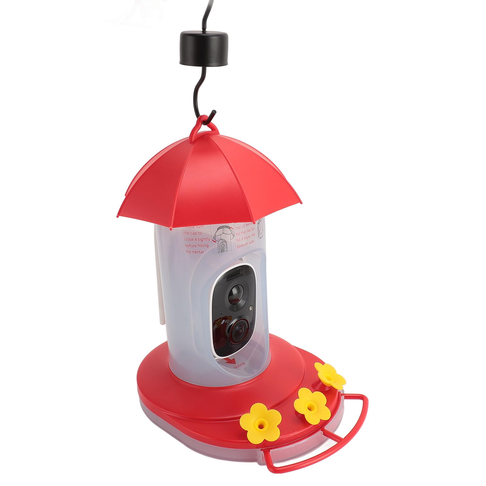 Cámara Comedero para Pájaros, 1080P 160 Grados Gran Angular WiFi Impermeable, Detección de Movimiento, Panel Solar, para Uso en Exteriores