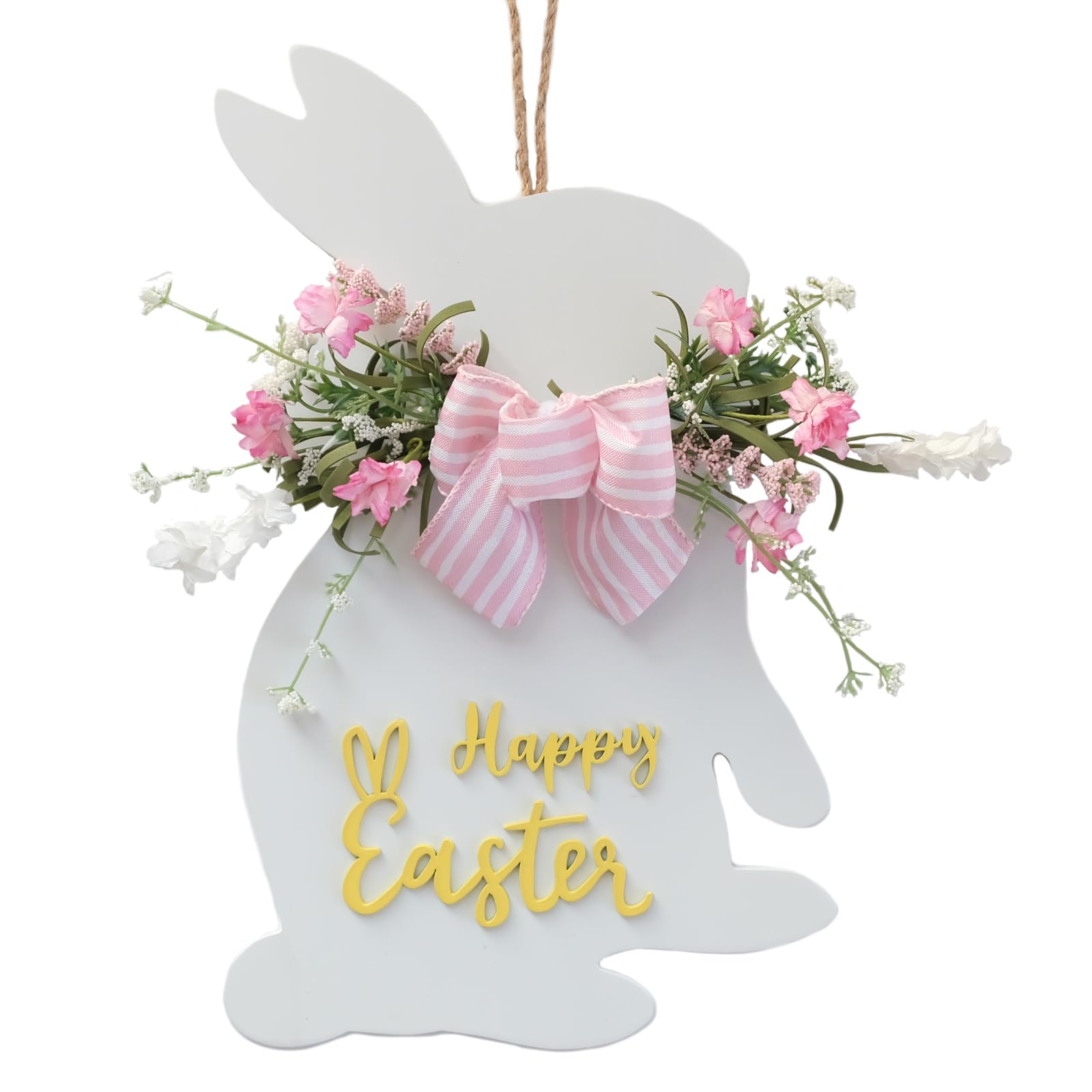 Idyllic White Easter Bunny Wreaths for Front Door, 18